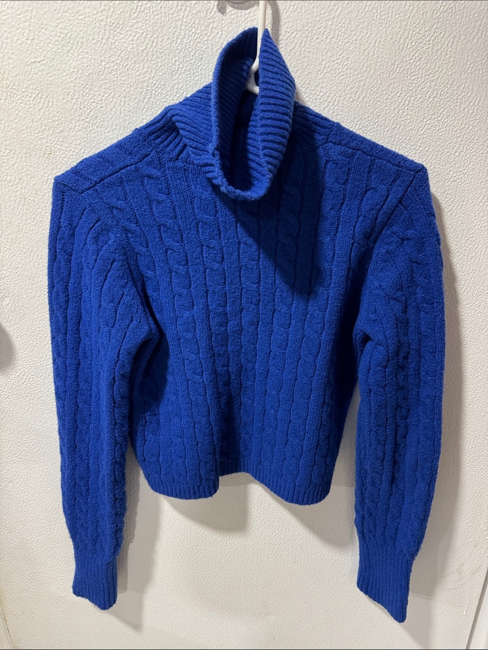 Jessica Simpson Cable Knit Turtleneck Sweater in Royal Blue